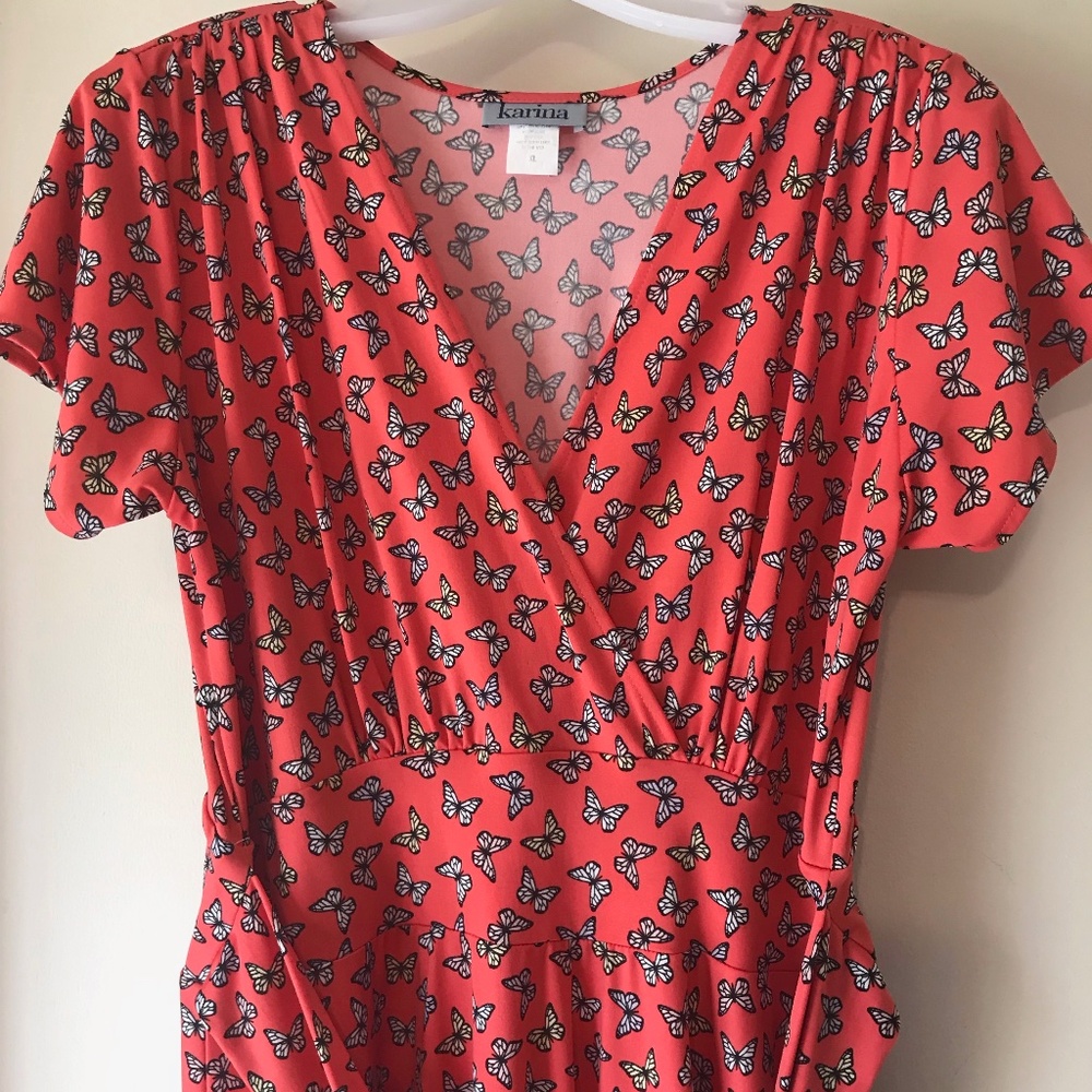 Karina Coral Butterfly XL Midi Dress